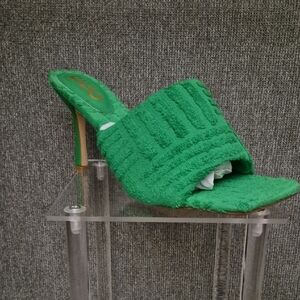 Green Textured Women's Heels